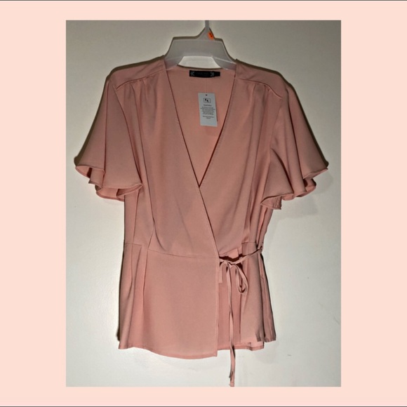 Short Sleeve Wrap Top Blouse - Picture 5 of 6